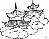Pagodas sketch template