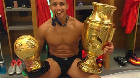 alexis sanchez shows off copa america trophy winner s medal and golden
