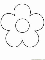 Flower Coloring Pages Simple Flowers Easy Printable Shapes Getcoloringpages Kids Print sketch template