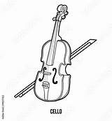 Cello Coloring Instruments Musical Children Book Drawing Getdrawings Stock sketch template
