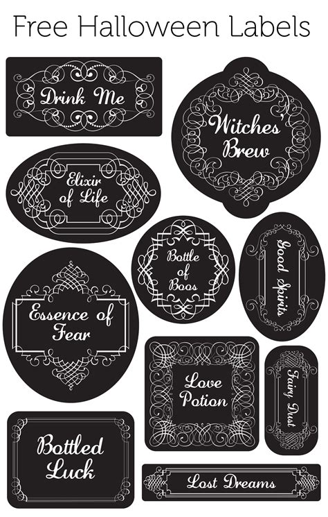 halloween labels  jars glasses