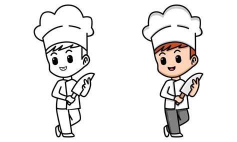 premium vector cute chef coloring page  kids