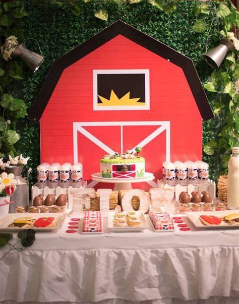 Barn Backdrop At A Farm Birthday Party See More Party