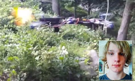 video shows drone made by teen equipped with a handgun opening fire daily mail online