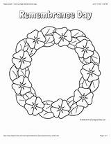 Remembrance Anzac Wreath Coloring Poppy Poppies Memorial Pages Color Sheets Colouring Printable Craft Kids Activities Flower Veterans Wreaths Mandala Bigactivities sketch template