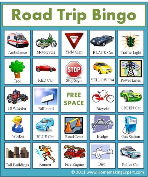 printable bingo card templates tip junkie road trip bingo road