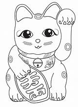 Coloring Cat Year Pages Coloriage Maneki Neko Chinese Colouring Chat Bonheur Lucky Momes Bullet Du Crafts Colorier Le Journal Drawing sketch template