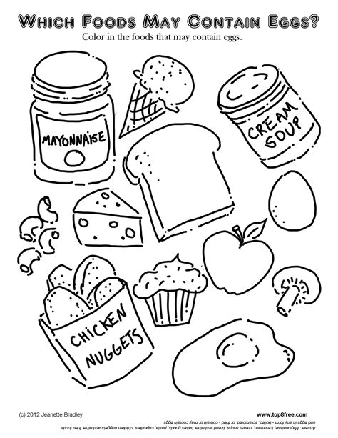 nutrition food coloring pages   print