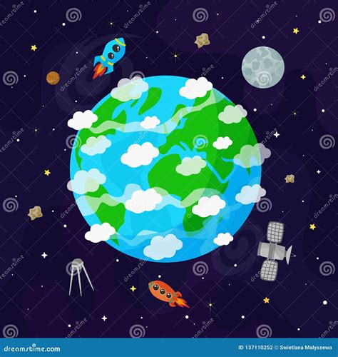 vector illustration  earth planet kids illustration stock