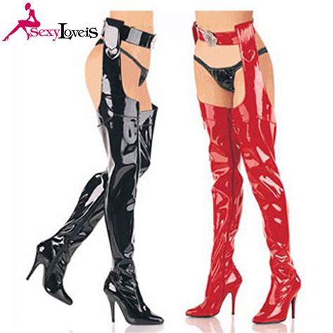 very long boots sexy women thigh high boots waterproof shining pu with