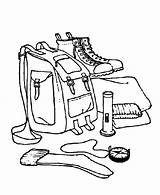 Camping Backpack Coloring Pages Equipment Prepare Other Netart sketch template
