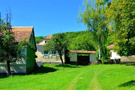 typical rural landscape  peasant houses   village mesendorf