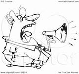 Bullhorn Businessman Screaming Through Toonaday Royalty Outline Illustration Cartoon Rf Clip 2021 sketch template