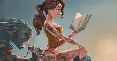 disney princesses reimagined as tattooed pin ups is pretty badass