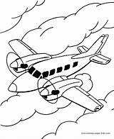 Coloring Airplane Pages Transportation Airplanes Kids Color Sheets Clouds Print Printable Colouring Flying Found sketch template