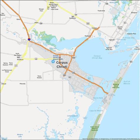 Corpus Christi Tx Metro Area Wall Map Basic Style By Marketmaps Gambaran