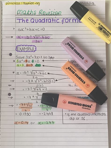 maths revision notes asthetic pastelcolors highlights