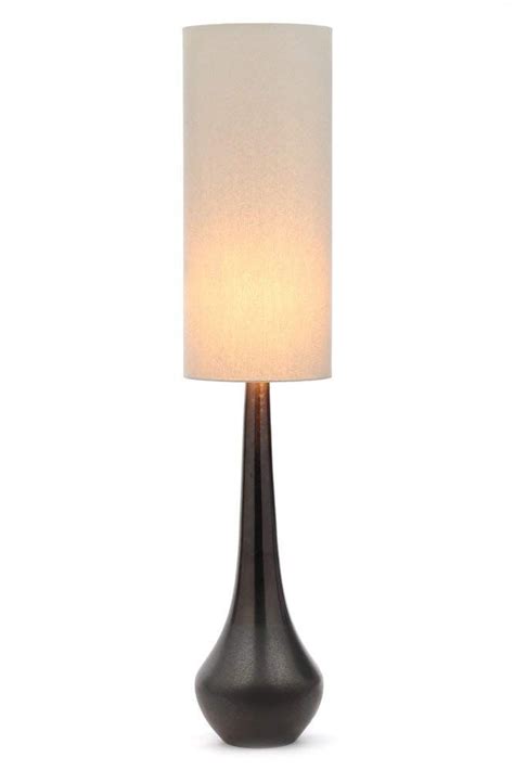 illuminate regina floor lamp   reactive glaze ceramic base   tall cylinder shade black