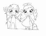 Coloring Angel Devil Pages Couple Color Male Drawing Print Getdrawings Hellokids Getcolorings sketch template