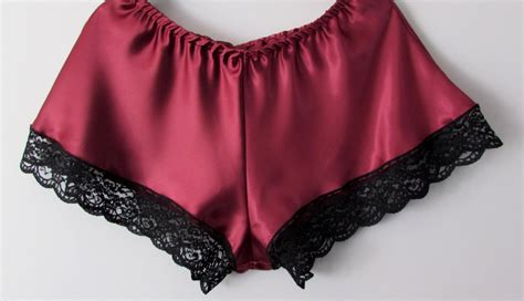 Red Satin French Knickers With Black Lace Trim Cute Sexy