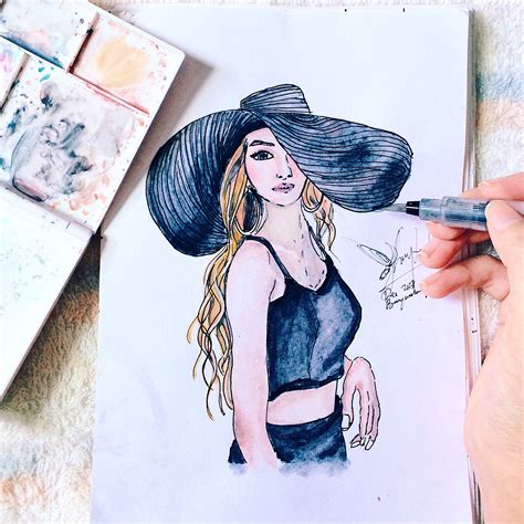 girl watercolor illustration art painting