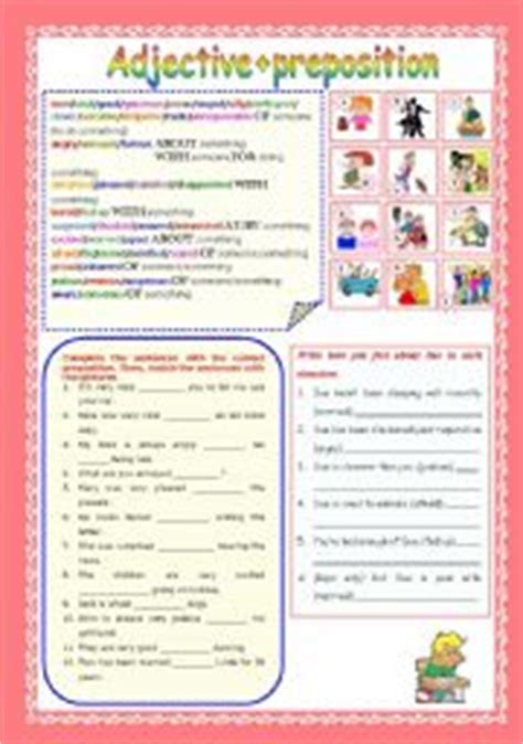 adjectivepreposition part  esl worksheet  ptienchiks