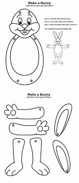 Easter Bunny Craft Crafts Cut Printable Paper Printables Color Rabbit Parts Kids Fasteners Peter Coloring Worksheets Cottontail Brass Together Trail sketch template