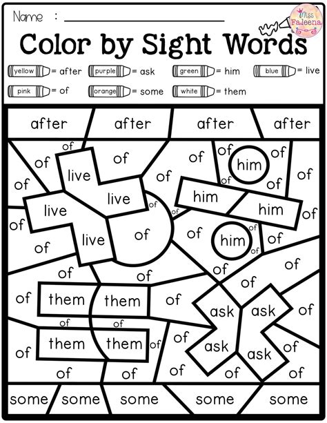 kindergarten sight word coloring worksheets sight word coloring pages