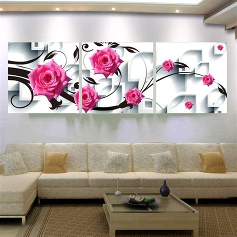 large canvas wall art flower canvas painting  rose flower wall decor painting pictures living