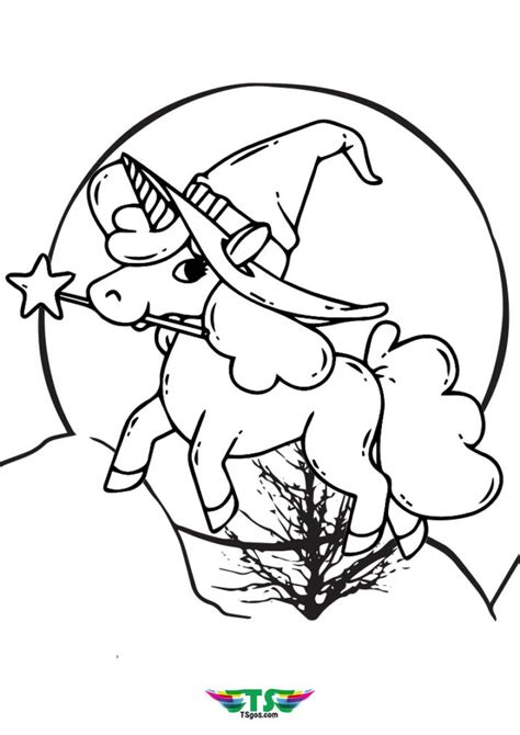 witch unicorn special halloween coloring page tsgoscom