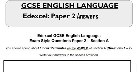 edexcel english language paper  model answers    gcse