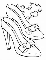 Coloring Shoes Pages Cinderella Shoe High Heel Slipper Drawing Ballerina Heels Running Party Girls Color Princess Glass Vans Printable Girl sketch template