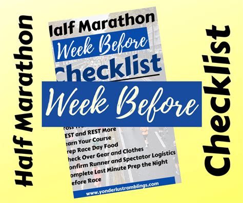 week   marathon checklist counting   start yonderlust ramblings