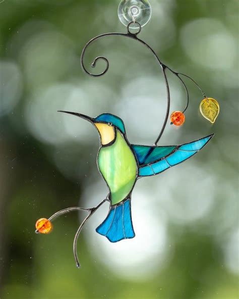 Hummingbird Stained Glass Window Hangings Custom Stained Glass Bird