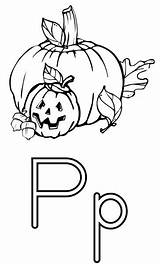 Pumpkin Coloring Letter Alphabet Worksheets Kids Printable Work Wpclipart Education Letterp sketch template