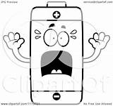 Screaming Mascot Battery Clipart Cartoon Outlined Coloring Vector Cory Thoman Royalty sketch template