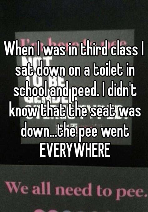 when i was in third class i sat down on a toilet in school and peed i