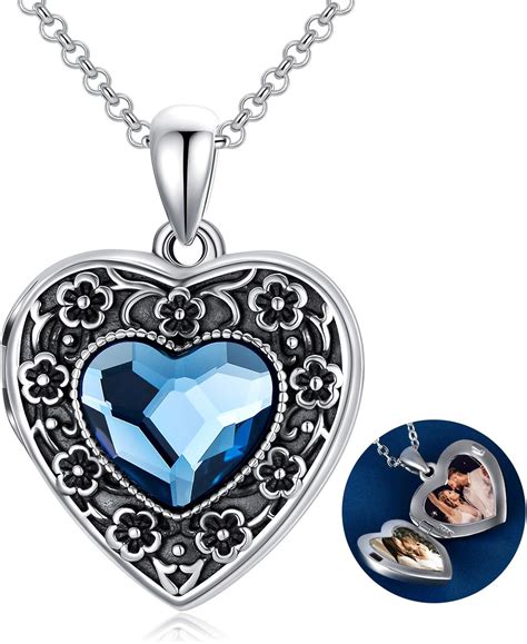 amazoncom heart locket necklace  holds pictures sterling silver
