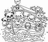 Ark Noah Coloring Pages Noahs Cartoon Printable Flood Kids Animal Boat Color Drawing Bible Story Family Colouring Animals Print Book sketch template