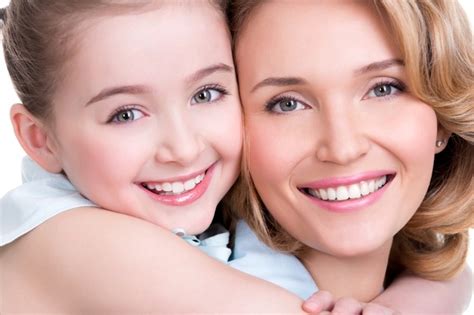 free photo closeup portrait of happy white mother and
