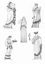 Ancient Greek Greece Clothing Women Para Colorear Roman Grecia Dibujo Costume Coloring Griegas Clothes Rome Dress Grecs Mujeres Costumes Styles sketch template
