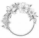 Border Flower Drawing Rose Wreath Coloring Pages Floral Borders Flowers Drawings Draw Patterns Hand Color Frame Doodle Embroidery Easy Clip sketch template