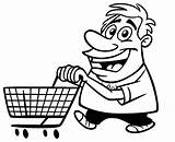 Shopping Cart Coloring Cartoon Guy Getcolorings Pages Print Sho sketch template