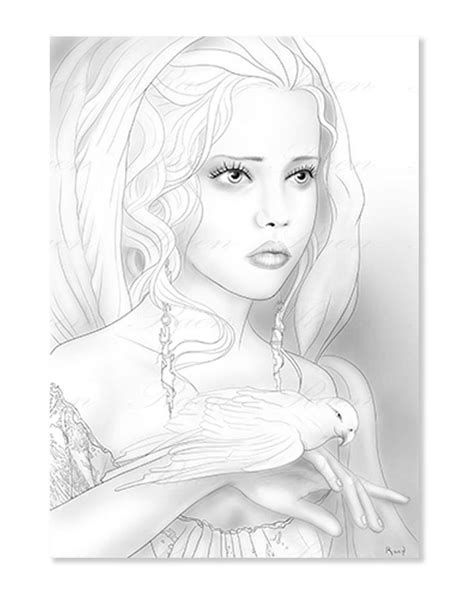coloring art women beauty portraits coloring page wall art etsy