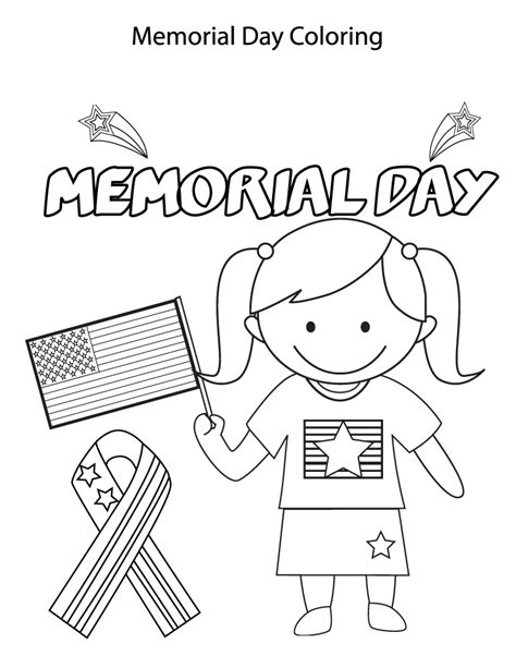 girl celebrate memorial day coloring page  printable
