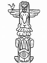 Totem Pole Coloring Poles Drawing Native American Giants Clipart Clip Bird Printable Outline Easy Cliparts Perched San Tree Sf Cedar sketch template