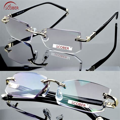 scober cut edges rimless reading glasses luxury ultra light titanium
