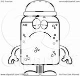 Shaker Mascot Salt Depressed Clipart Cartoon Sick Outlined Coloring Vector Cory Thoman Royalty sketch template