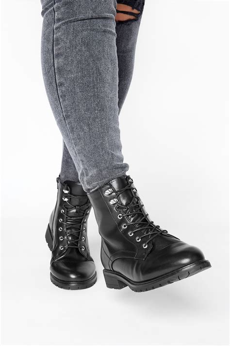 black vegan leather lace  combat boots  extra wide fit  clothing