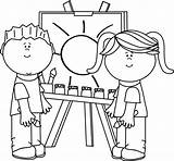 Kids Clip Painting School Clipart Paint Coloring Pages Easel Children Kid Drawing Splatter Palette Boy Ms Microsoft Outline Color Artist sketch template